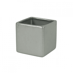 D&M Blumentopf, quadratisch, Basic, matt silberfarben, 7 cm