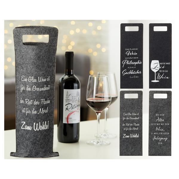 Bottle Bag Felt Wine Sort. 2 Saying 4/s