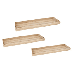 Wooden Tray, Rectangular, Flamed, Set of 3