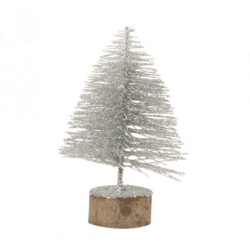 J-line Christmas Tree, Glitter, Silver, 16 cm