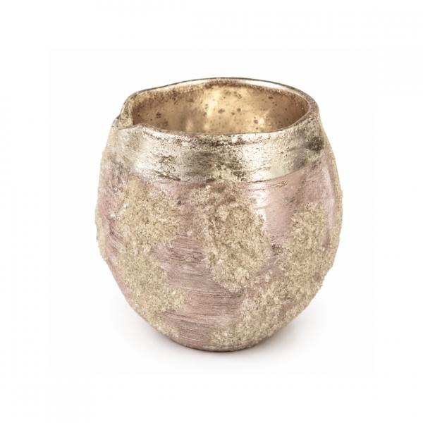 J-Line Teelichthalter „Frosty“ aus Glas, rosa, 9 cm