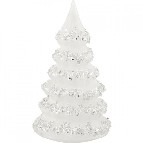J-Line Weihnachtsbaum aus Glas „Moon“, weiß/silberfarben, 21 cm