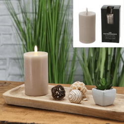 LED candle, New Flame, rusty, gray, M, 7,5x12,5cmH