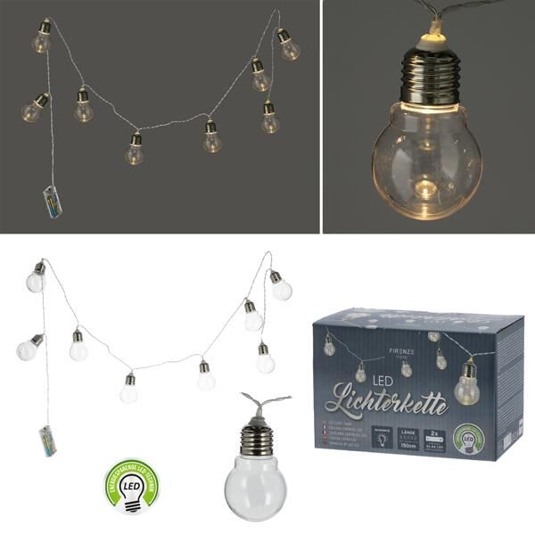 LED Lichterkette, 8 Gl&uuml;hbirnen, ca. 150cm