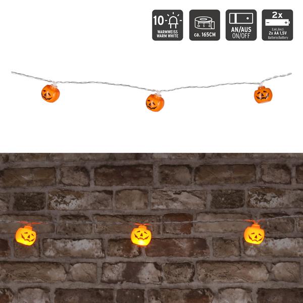 LED Lichterkette K&uuml;rbis, 165cm
