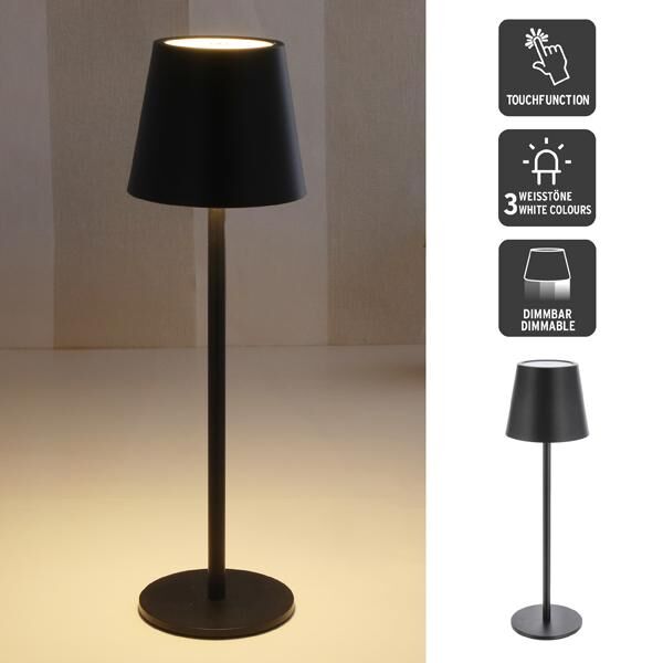 LED Tischleuchte, Metall, schwarz, USB, ca. 37cmH 