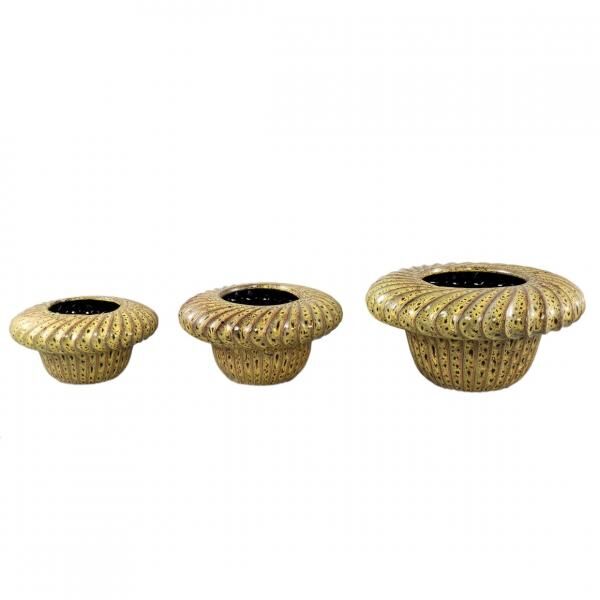 PTMD Sindi Low Flower Pot, Yellow, M, 28 cm