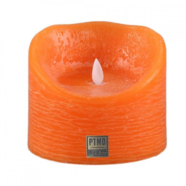 PTMD LED-Stumpenkerze, batteriebetrieben, XL, orange, 12,5 x 10 cm