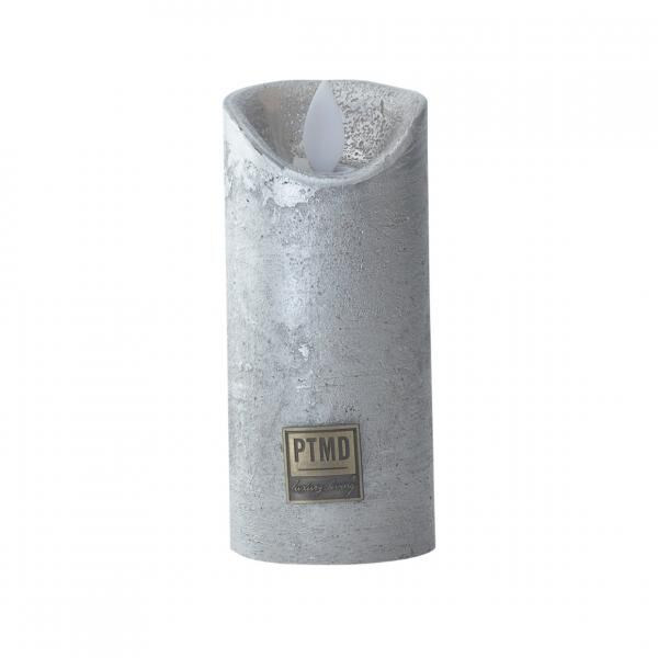 PTMD LED-Stumpenkerze, batteriebetrieben, XS, silberfarben, 5,5 x 12,5 cm