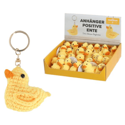 Schlüsselanhänger Positive Ente, Häkelente, ca. 5cmD