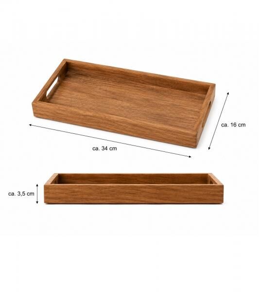 Sch&ouml;nes Tablett mit Griffen aus Mangoholz Holz-Brett Fr&uuml;hst&uuml;ckstablett 34x16x3,5 cm 126840 Braun