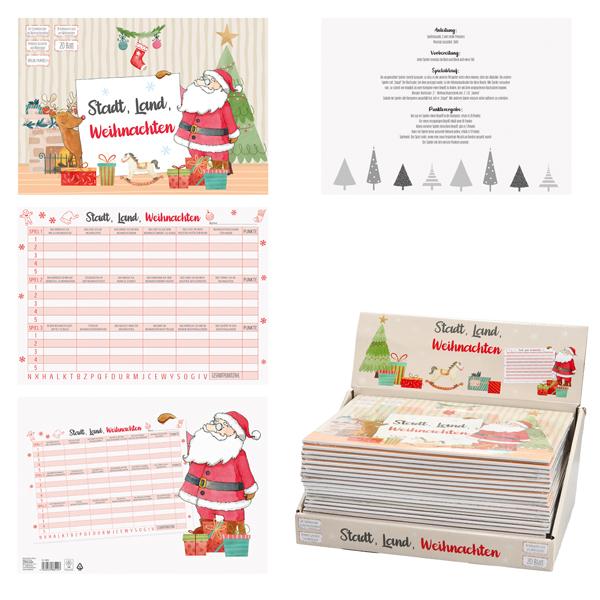Spiele Block Stadt Land Weihnachten, 20 Blatt, ca.30x21cm