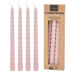 Stabkerzen Twisted 4er Set Rosa ca. 20cmH