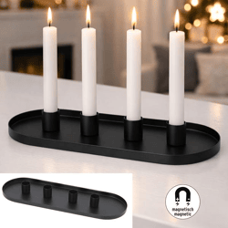 Stabkerzenhalter oval, schwarz, 34cmB