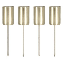Stabkerzenhalter Tülle, mit Spieß, gold, 4erSet 