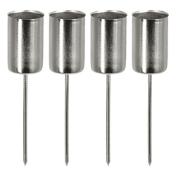 Stabkerzenhalter Tülle, mit Spieß, silber, 4erSet 