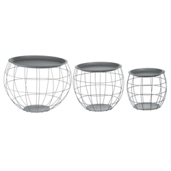Tisch Set bauchig, grau, 3er Set