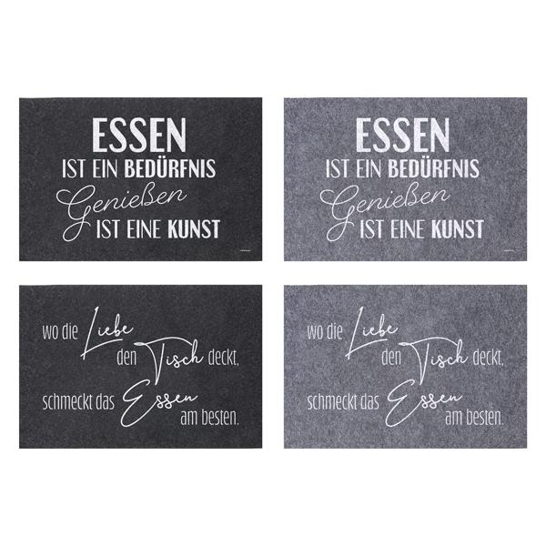 Felt Placemat with Saying, Set of 4, approx. 45x30 cm 