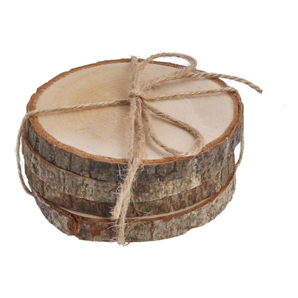 Untersetzer Holzscheibe, 4er Set, ca. 9cmD