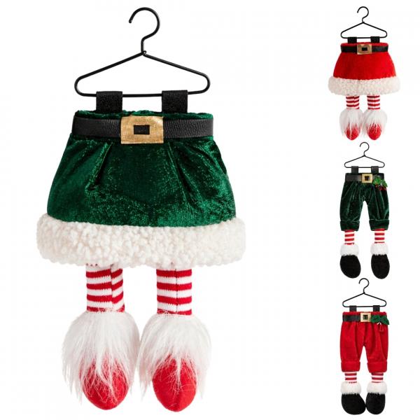 Weihnachtsaufhänger Samt Hose/Rock 23 cm 4 Stück sortiert