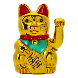Winkekatze, gold, ca. 13cmH