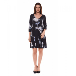 melrose Damen Mini-Kleid mit Allover-Blumendruck Kurzarm 20539817 Schwarz/Bunt