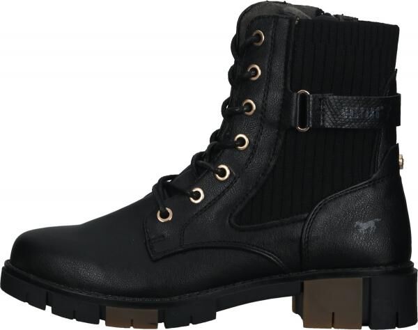 Sportliche MUSTANG Stiefelette Schn&uuml;rschuhe f&uuml;r Damen 1443-502-9 Schwarz