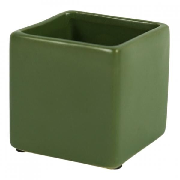 D&M Blumentopf, quadratisch, Basic, matt, khaki, 14 cm