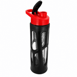 Green Canteen Trinkflasche mit Flip-Cap-Verschluss, Glas, schwarz/rot, 561 ml