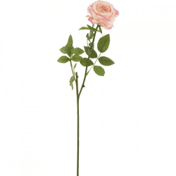 J-line kunstbloem roos met bladeren roze 60 cm
