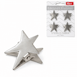 Stern Fabrik Clip „Stern“ aus Metall, 3,5 cm, 4er-Set