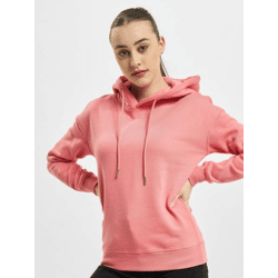 bequemer URBAN CLASSICS Damen Hoodie Rippbündchen 300 g/m² mit Baumwolle Rosa
