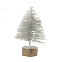 J-Line Weihnachtsbaum, glitzernd, silberfarben, 16 cm