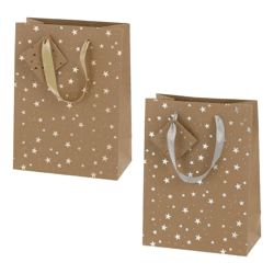 Kraftpapier Geschenktüte, XMAS, 2/s, M, ca.23cmH