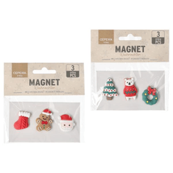 Magnet Weihnachten, 3er Set, 2/s, ca.2,5cmD