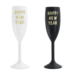 Sektglas, Happy New Year, Kunststoff, 2/s, ca. 22cmH