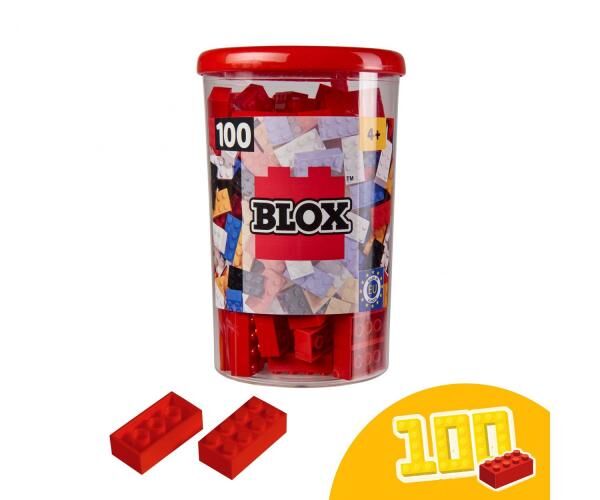 Simba 104118905 - Blox 100 rote 8er Bausteine in Dose (Androni)