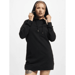 stilvolles Urban Classics Damen Kleid große Kapuze Kordelzug 305 g/m² mit Baumwolle Schwarz