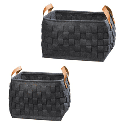 Storage basket, felt, anthracite, set of 2