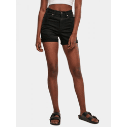 bequeme Urban Classics Damen Jeans Stretch Reißverschluss Taschen Schwarz