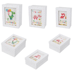 Boxenset m. Sichtfenster, Dino, Happy Birthday, 3erSet