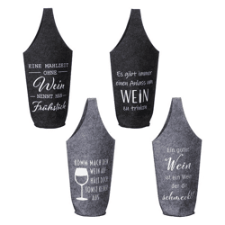 Felt Wine Bottle Pouch with Saying and Handle 4/s