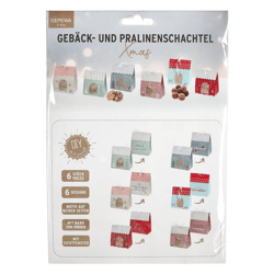 Gebäck- und Pralinenschachtel Sprüche XMAS, 6/s, 6er Set