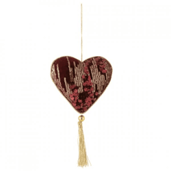 J-line Heart Pendant, Burgundy Red, 11.5 cm