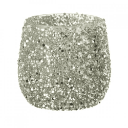 J-Line Teelichthalter, glitzernd, silberfarben, 10 cm