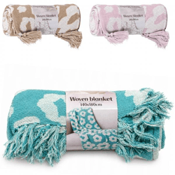 Floral-patterned throw, 140 x 180 cm, 3 assorted colors