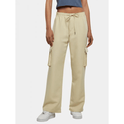 stylische Urban Classics Damen Jeans Straight Fit Kordelzug Taschen Beige