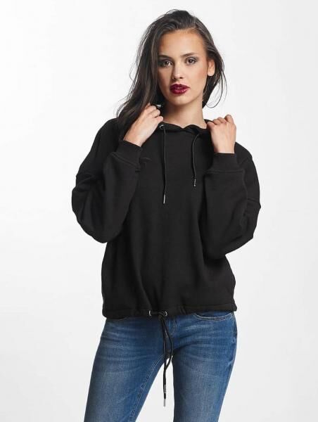 moderner Urban Classics Damen Hoodie Kordelzug Taschen 300 g/m&sup2; mit Baumwolle Schwarz