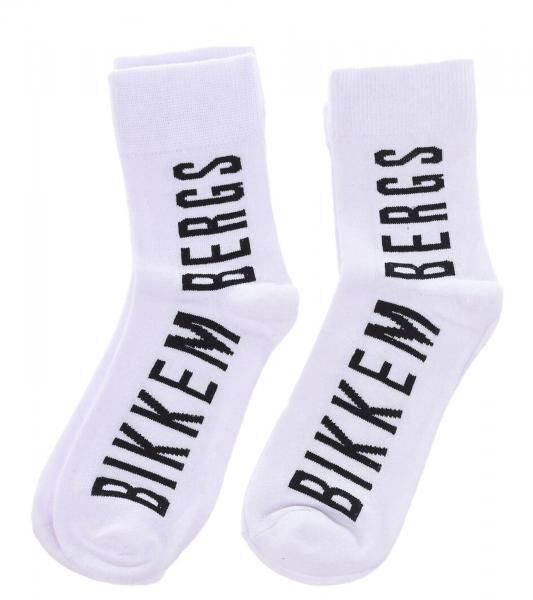 2 Paar BIKKEMBERGS Herren Freizeit-Socken mit Marken Print Baumwoll-Str&uuml;mpfe BK_061 Wei&szlig;/Schwarz