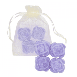 Bernsteinblock Rose lavendel 2,5 cm Organzabeutel mit 4 Stück
